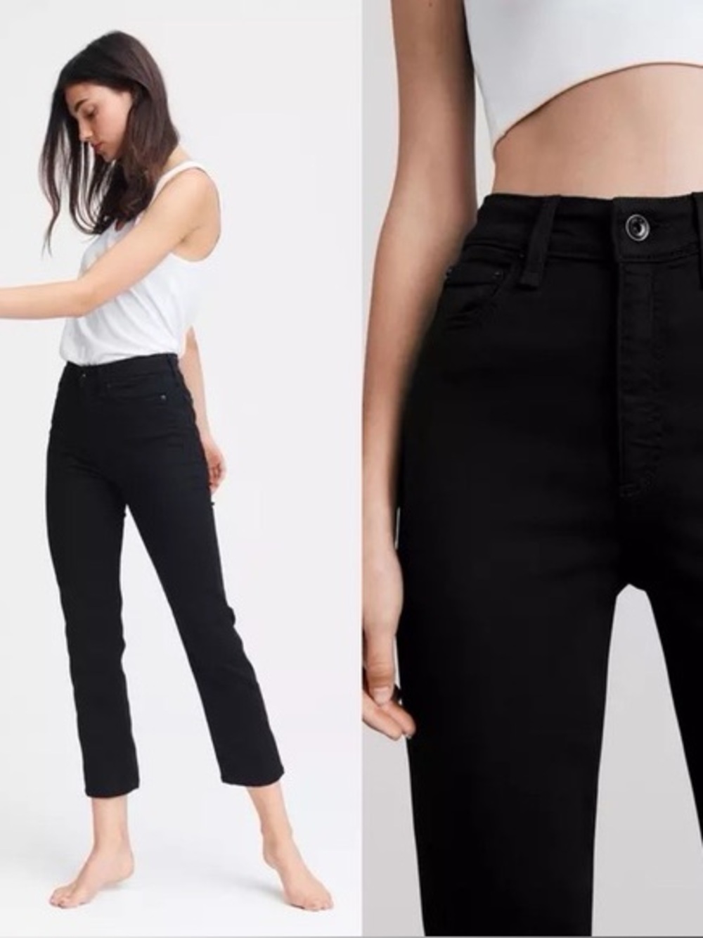 RAG & BONE NINA WYTHE HIGH-RISE ANKLE CiGARETTE BLACK JEAN RAW HEM 29